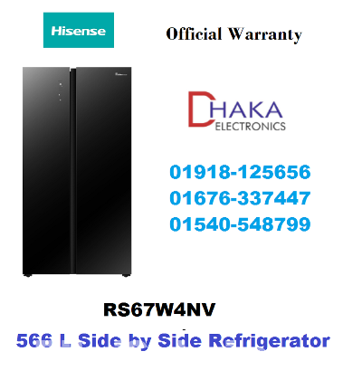 Hisense 566L RS67W4NV Glass Door Side by Side Refrigerator
